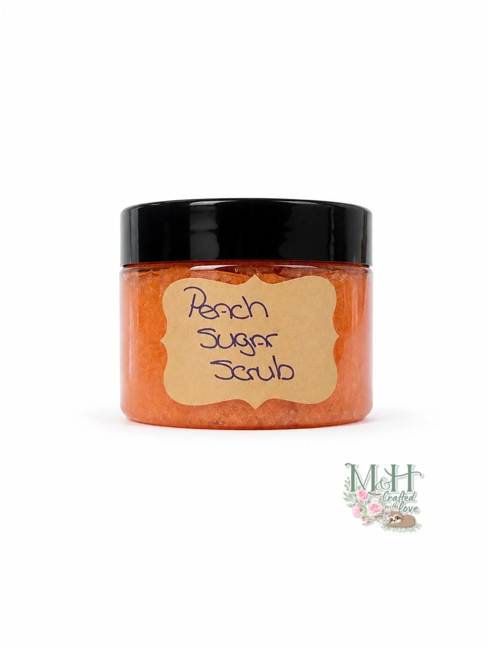 Peach Sugar Body Scrub — Orange Jar with Black Lid